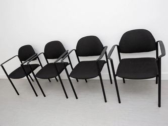 Set of 4 Black Office Chairs with Armrests - Waiting Room Chairs - Like New