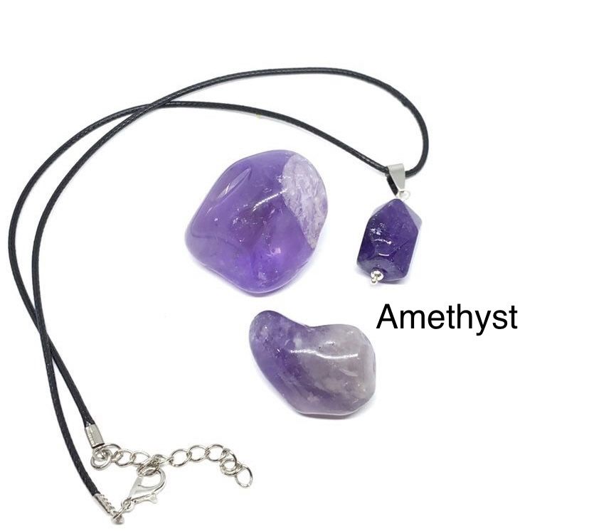 Amethyst Genuine Stones & Necklace Set