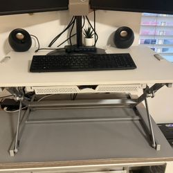 32-inch Standing Desk Workstation with Drawer, White