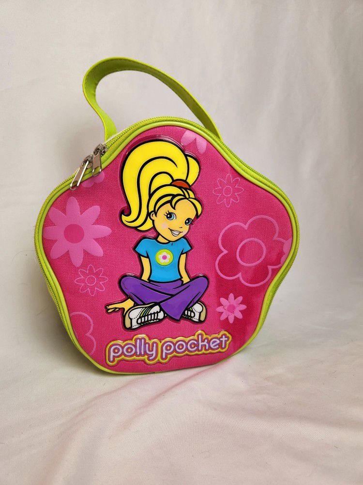 Polly Pocket 2003 Zippered Carrying Case Bag Tara Pink Green For Dolls Girls.