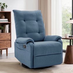 360°Swivel Rocker Recliner Chair for Adults with Side Pockets,Small Recliner Chair for Small Spaces,Modern Swivel Glider Recliner for Living Room,Line