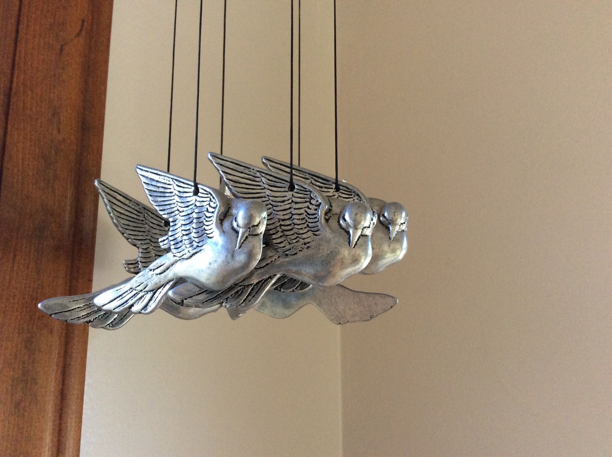 Pewter Bird Wind Chimes New