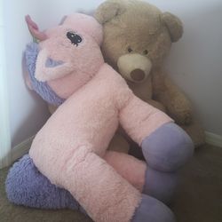 Giant Stuffed Bear And Unicorn 