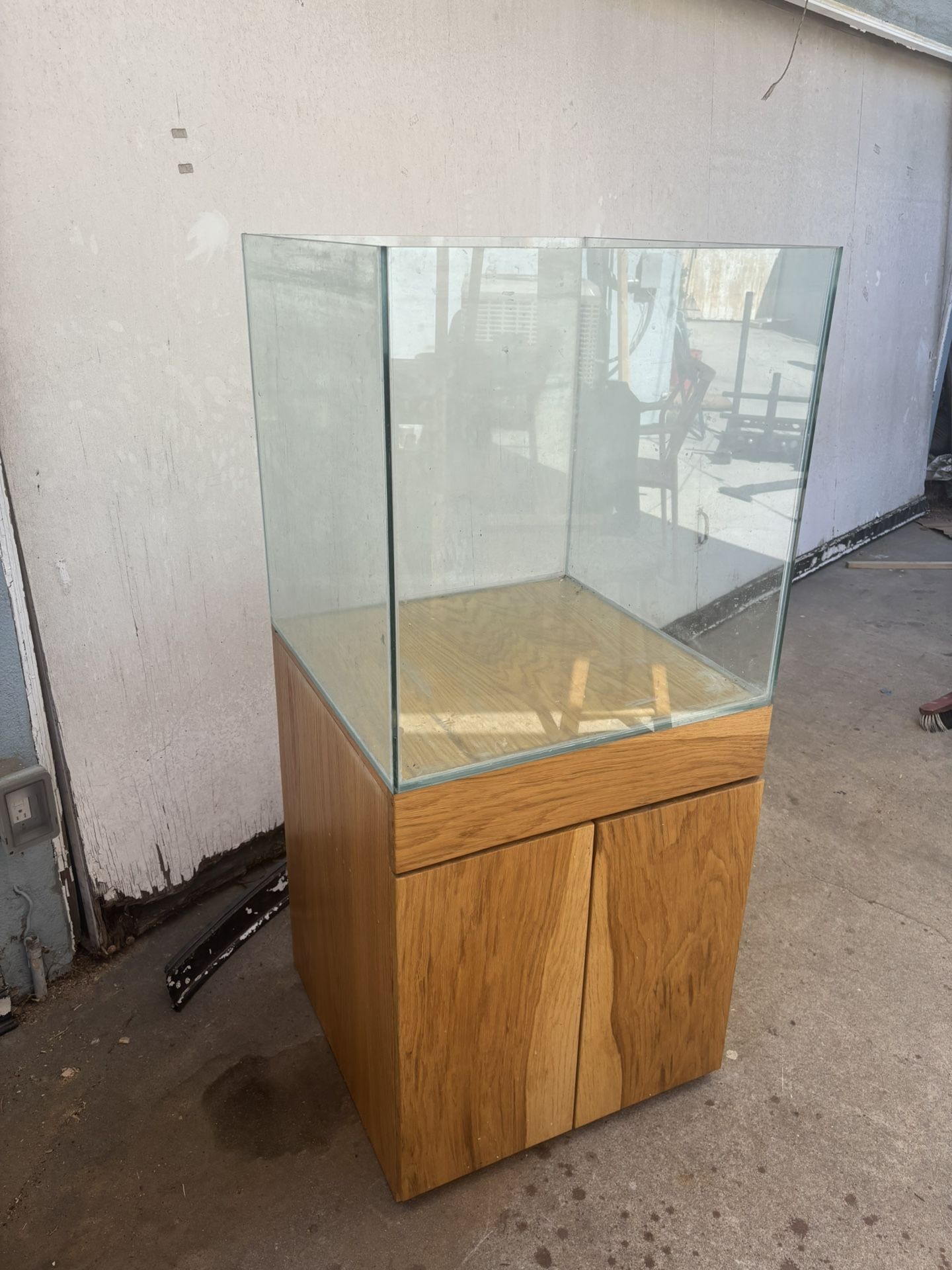 Fish Tank Aquarium 60 Gallon and White Oak Cabinet