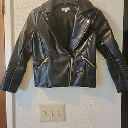 DISNEY D-Signed Descendants Black Moto Jacket Faux-Leather, Girl’s Size Medium