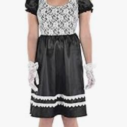 NWT Adult Black & White Lace Creepy Doll Dress Size S/M Halloween Unisex Costume