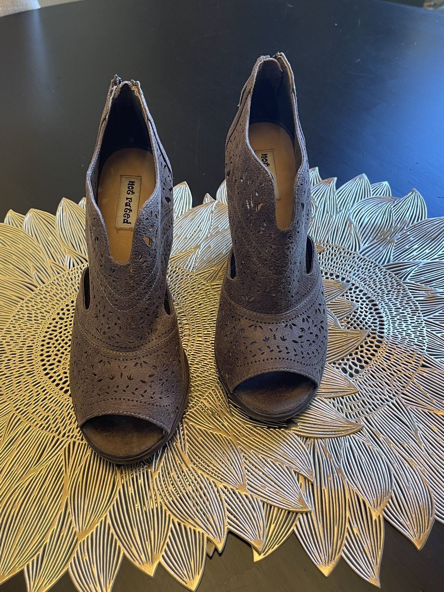 NOT RATED brown Back Zip Laser Cut BOOTIES