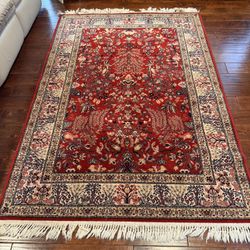 Vintage-Style Persian Rug – ” | Warm Red & Neutral