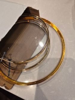 Gold-Tone Metal Bangle Bracelets Set