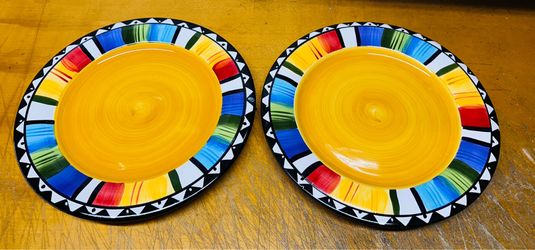 Lot of 2 Gibson elite Fandango Salad Plates Multicolor