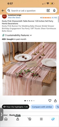 Dusty Pink Cheesecloth Table Runner 120 Inches