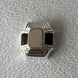 Vintage Geoffrey Beene Round Black Onyx Gold & Silver Tone Tie Tack Pin