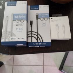 2 Insignia Cables For Apple Phones Or iPad ECT 1 Apple Usb-o to Lighting Brand New