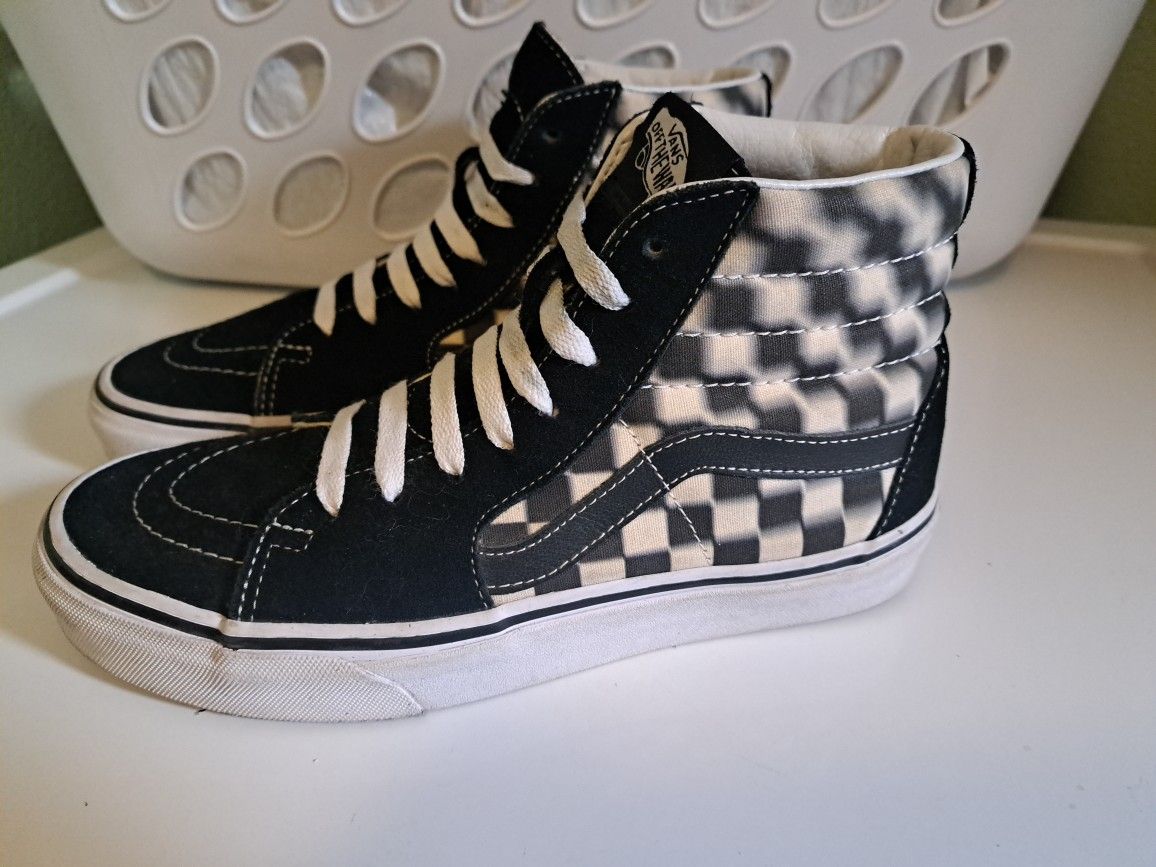 Vans Sk8-Hi " Blur Check" Sneakers Men S 6.0 Woman's 7.5 Skateboard Shoe Excellent Shape.Unisex.
