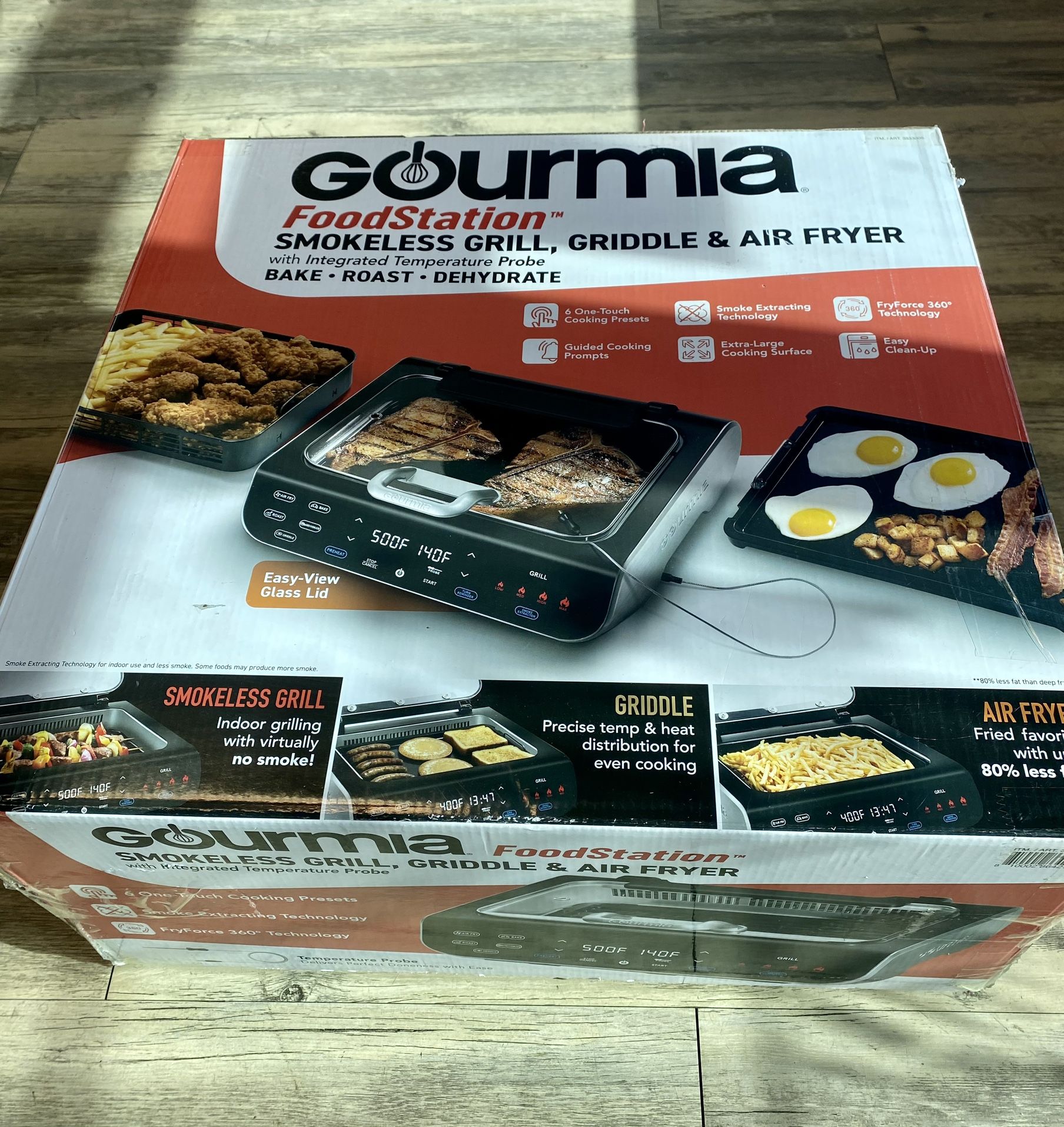 Gourmia FoodStation Smokeless Grill, Air Fryer And Griddle