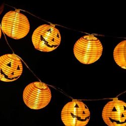 BRAND NEW IN BOX Halloween Lights, Halloween Decorations Fairy Lights 2.5M/8.2FT 10 Led Pumpkin Lanterns Battery Powered String LightS 