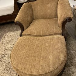 Large Brown Chair With Ottoman