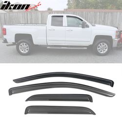Fits 2014-2019 Chevy Silverado GMC Sierra Extended Cab Window Visors Acrylic 4PCS