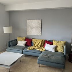 Blue fabric 3-piece Sectional Couch