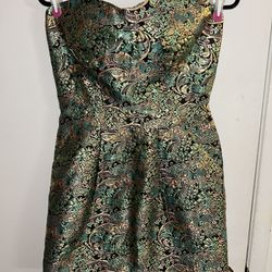 DUCKS IN A ROW San Francisco Dark Green Women’s COCKTAIL Short DRESS Lined Sz M