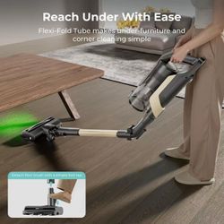 Candy Cordless Stick Vacuum, 650W/250AW Powerful Suction, 100min Runtime, Flexi-Fold Tube, Floor Direction Sensing, LED Headlights, Stick & Handheld V