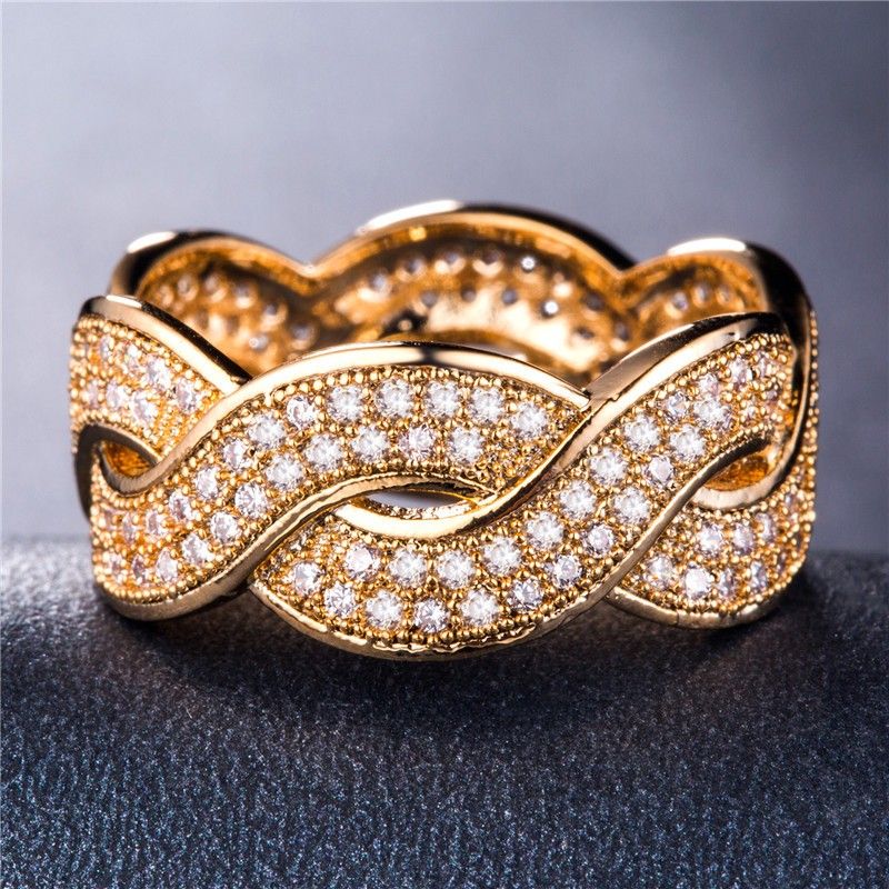 "Crystal Zircon 18K Yellow Gold Plated Diamond Ring for Women, L557
 
  