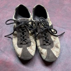 Brown Classic Coach Tennis Shoes For Women