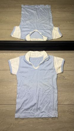 Vintage Kids / Toddlers 1970s Baby Blue & White Ringer Shirt