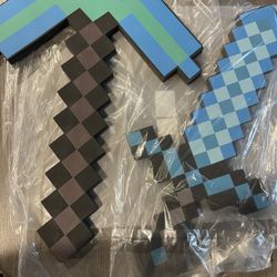 Foam Sword and Pickaxe Set Kids Role Play Toys for Halloween, Cosplay Video Game Parties