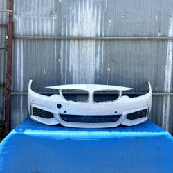 2014 2015 2016 2017 2018 2019 2020 BMW 4 Series F32 F33 F36 428i 430i 435i 440i Front Bumper White OEM (WITH ACCESSORIES)