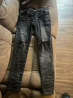 AMIRI Black Crystal Shotgun Skinny Jeans