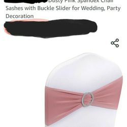 Spandex Dusty Pink Chair Sashes With Buckle Slider 