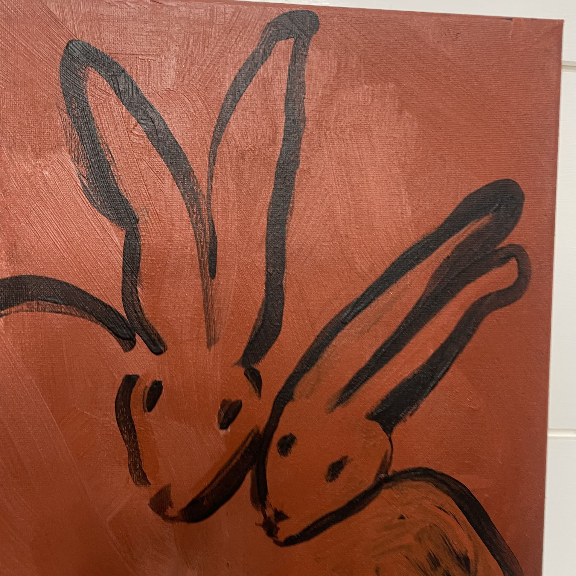Deep Red “Rust Bunnies” Painting ~ Created & Signed by Local Artist