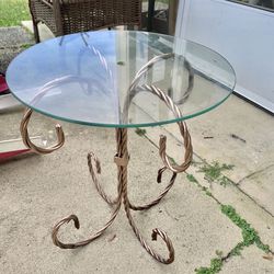 Last Chance Small glass and metal chair side table