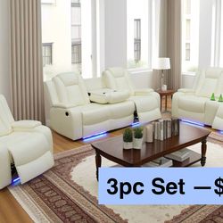 💥FREE DELIVERY💥Brand New POWER, LED, USB  3PC Reclining Sofa Loveseat Chair Set