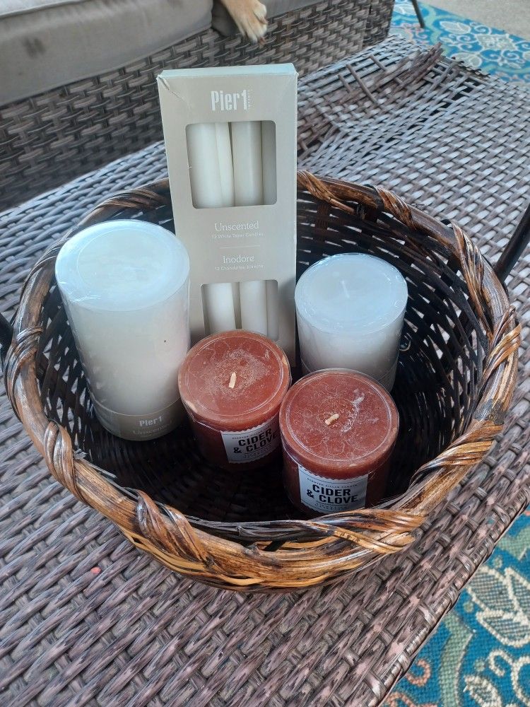 New Candles In A Basket