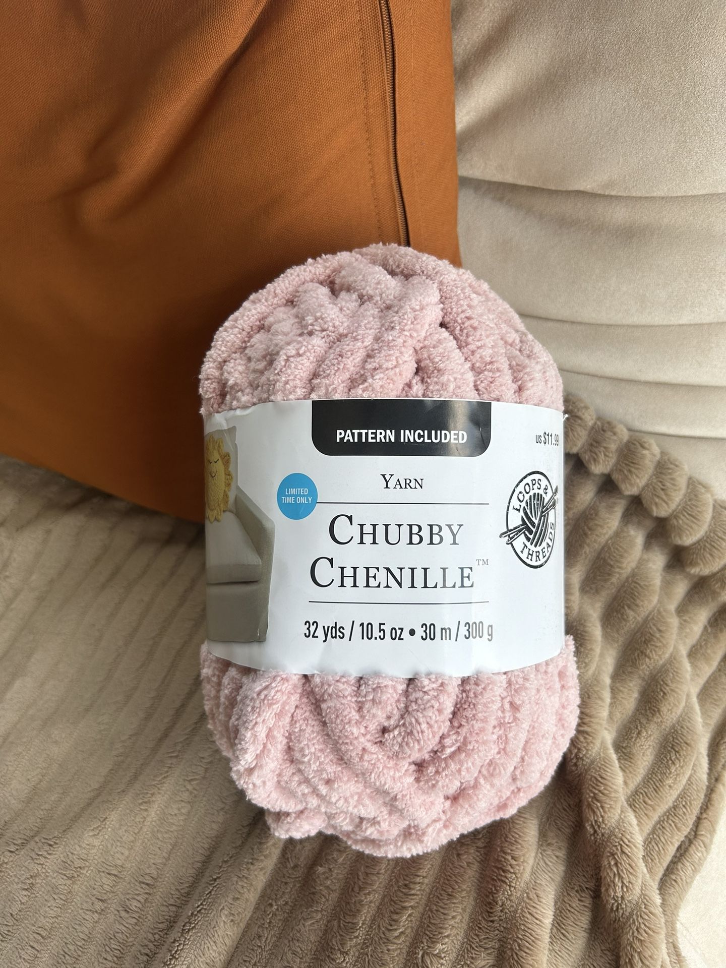 Chubby Chenille Yarn by Loops & Threads | Color: BLUSH