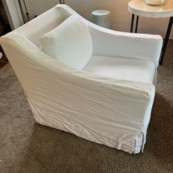 White Linen Slipcovered Chairs Set Of 2