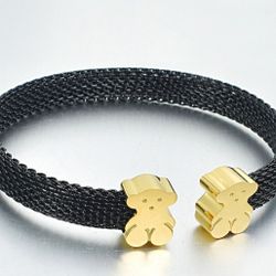 Tous Mesh Bracelet - Black And Gold (Size S)