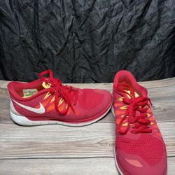 Nike Free 5.0 Breathe Women’s Size 8 Running Shoes Crimson Red &White