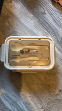 Lunch box with spoon and fork