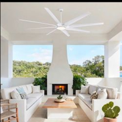 100" 8 - Blade Led Standard Ceiling Fan With Remote Control And Light Kit Included - Fan Body Finish: White/out of the box/new/was too big for us.