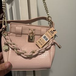 Steve Madden Pink Purse With Gold Chain  