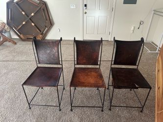 Metal and leather chairs