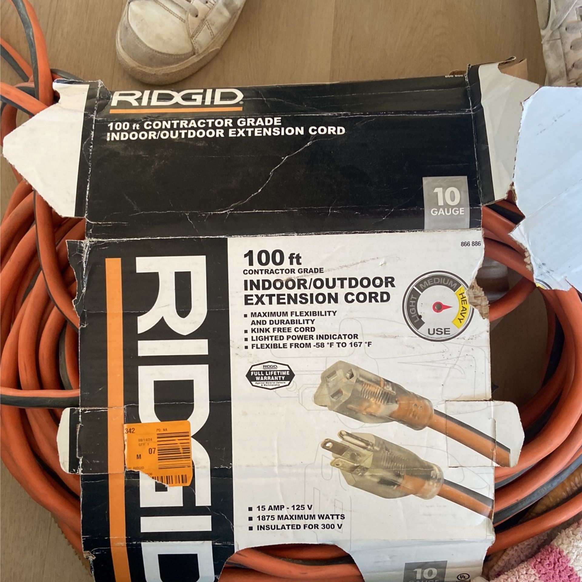 Heavy Duty 100 Ft 10 Gauge Indoor/outdoor Extension Cord Rigid