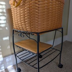 Longaberger File Basket with Wrought Iron Stand 