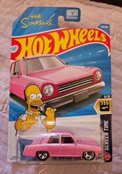 Hot Wheels The Simpsons Family Car Pink Sedan Homer Screen Time 3/10 108/250 NEW
