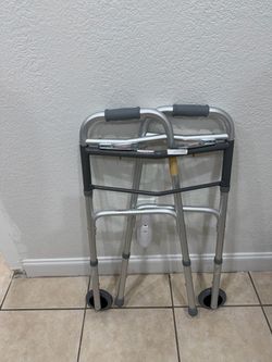 Dr. Aid - Andador plegable de 2 botones premium con ruedas, andador de rueda delantera rodante