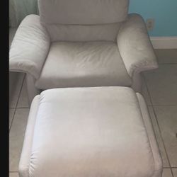 Recliner Arm Chair/couch with Ottoman Suede Ivory/nursery armchair/ sofa Silla reclinable 
