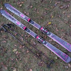 DYNASTAR EXCLUSIVE 11 163 cm Women Skis with Matching Bindings & Graphite Poles NICE
